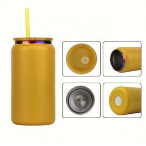 Wholesale 16Oz Stainless Steel Tumbler Cups <b>Mason</b> <b>Jars</b> Gold Electroplated for Laser Engraving Sublimation Blanks - Product Image 4