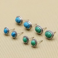 Boucles d'oreilles en argent sterling 925 avec pierre précieuse turquoise pour femmes, cadeau, bijoux de fête