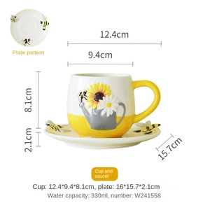 Vajilla de Porcelana Estilo Pastoral con Diseño de Abeja y Girasol, Juego de Vajilla para el Hogar, <span class=keywords><strong>Plato</strong></span>, Tazón, Taza, Creativo, Venta Caliente Transfronteriza - Product Image 6