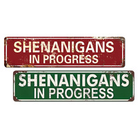 Panneau métallique vintage « Shenanigans en cours » – Décoration murale humoristique rétro pour bar, pub, cave à homme, fête