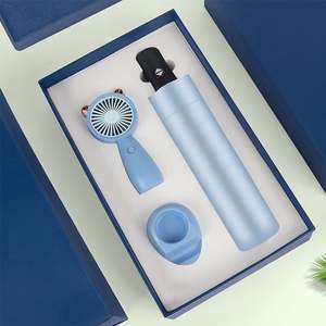 Cadeau d'entreprise créatif, logo personnalisé, mini ventilateur pliable portable, parapluie, coffret cadeau - Product Image 1