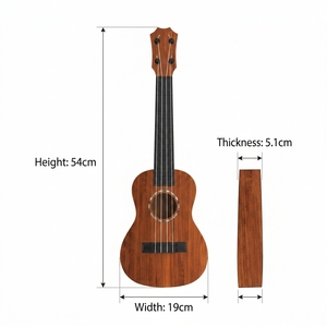 Ukelele Acústico de Madera con 4 Cuerdas y Orificios Redondos para Niños Principiantes, Venta al Por Mayor - Product Image 3