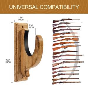 Soporte de Pared para Armas de Fuego, Paquete de 4, Soporte de Pared para Rifles y <span class=keywords><strong>Escopetas</strong></span>, Soporte de Exhibición de Armas de Madera Maciza para Cuarto de Caza Interior - Product Image 4