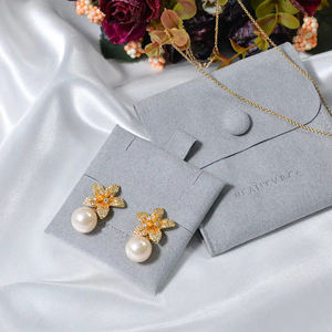 Enveloppe en cuir suédé microfibre colorée personnalisée pochettes à bijoux recyclable bouton en tissu de velours imprimé logo cadeaux <span class=keywords><strong>bonbons</strong></span> - Product Image 5