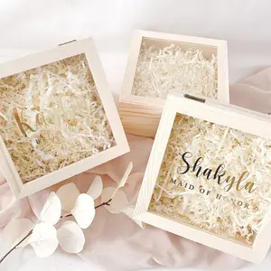 Glas deckel benutzer definierte unvollendete Paket Box Hochzeits einladung sbox Acryl deckel Geschenk Kiefer Paket benutzer definierte Holzkisten