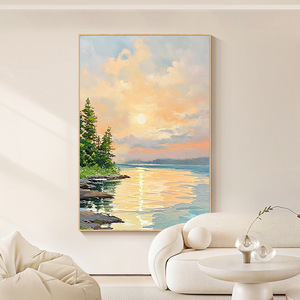 Peinture à l'huile Tranquil Cloud Shadows, 100% faite à la main, art paysager impressionniste pour l'entrée, le salon, décoration murale - Product Image 2