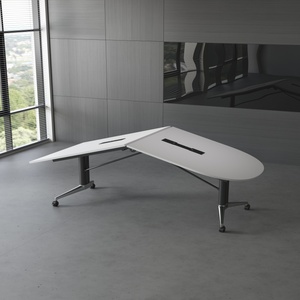 Solid Wood Modern Oval <b>Extendable</b> Conference <b>Table</b> Adjustable <b>Legs</b> Eco-Friendly Design Panel Ready Customizable School Office - Product Image 3