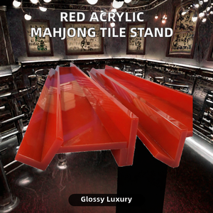 Soporte para Fichas de Mahjong de Acrílico Rojo, Acabado Brillante, Accesorio para Mesa de Juego - Product Image 2