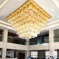 Villa dans le hall de l'hôtel, grand lustre suspendu en cristal moderne et léger personnalisé, ingénierie créative, plafond de luxe
