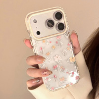 Coque de téléphone TPU effet Nuit Étoilée pour iPhone 17/16/15 avec support magnétique, design dessin animé, finition mate, or et bleu frais