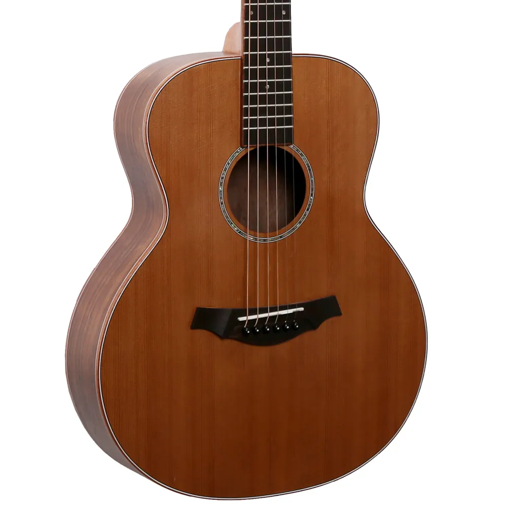 OEM-Großhandel Musikinstrument Akustikgitarre mit Rotkiefer-Oberteil solide 36-Zoll-Gitarre matte Oberfläche Rosenholz-Fingerabrett