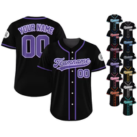 Maillot de baseball personnalisé pour équipe - 100% polyester, imperméable, antibactérien, séchage rapide, respirant, manches courtes, col en V, impression numérique DLP