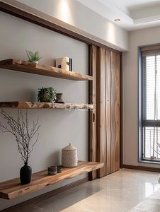 Étagère flottante en bois massif personnalisable avec éclairage - <span class=keywords><strong>Meuble</strong></span> <span class=keywords><strong>mural</strong></span> rustique pour la décoration intérieure et support de rangement pour <span class=keywords><strong>CD</strong></span> de galerie - Product Image 5