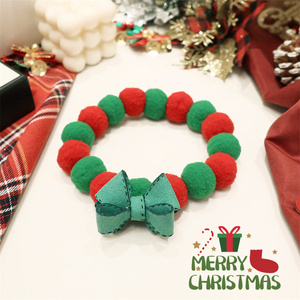 Großhandel Haustier Farbe Weihnachts zubehör Umwelt freundliche elastische verstellbare Katze Hund Ball Halsband niedlich klein - Product Image 4