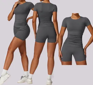 Damen Sportbekleidung Kleidung zweiteiliges Yoga-Oberteil und Shorts Yoga-Set Training Fitnessstudio Fitness-Sets