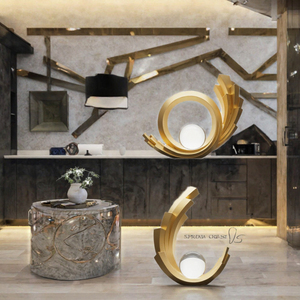 Escultura Decorativa Moderna Minimalista de Resina, Anillo Dorado y Blanco, Decoración para Escritorio y Hogar, Pieza de Arte - Product Image 3