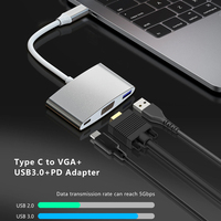 Adaptador 3 en 1 Tipo C a HDMI USB 3.0 PD, Hub 4K 30Hz, Entrega de Energía de 100W, Conversor de Video, Carcasa de Aluminio para Laptop MacBook