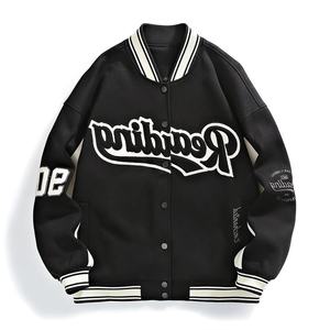 OEM 定制嘻哈校队夹克，立领，球队刺绣徽标，羊毛/粘胶材质 - Product Image 3