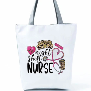 Cartoon Ladies Nurse Printed Handbags Casual High Capacity <b>Women</b> Shoulder <b>Bag</b> Eco Reusable Shopping <b>Bag</b> Outdoor <b>Travel</b> Beach <b>Bag</b> - Product Image 1