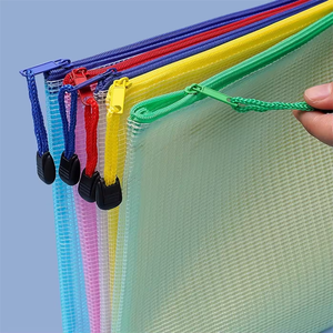 Örgü fermuar ile su geçirmez PVC belge çanta A3A4A5A6B4 A5/A6 fatura organize plastik belge çanta ev/ofis PP malzeme - Product Image 2