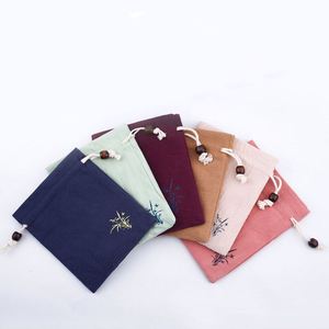 Sac en tissu d'art populaire avec cordon de serrage, sac porte-bonheur pour perles de prière bouddhistes, bijoux, sac de rangement en toile, pochette en brocart – Stock fabricant - Product Image 3
