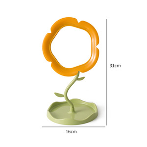 Miroir de maquillage en forme de tournesol, rotatif et réglable, pour les retouches de maquillage sur le bureau - Product Image 2