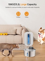 Fontaine à eau sans fil pour animaux de compagnie avec capteur intelligent, 3,2 L, acier inoxydable 304, distributeur d'eau automatique moderne et élégant pour chats, chiens et petits animaux