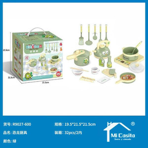 Set da cucina in plastica da 32 pezzi con luci e Set da cucina giocattolo per PC per giochi di cucina a tema dinosauro in età prescolare - Product Image 1