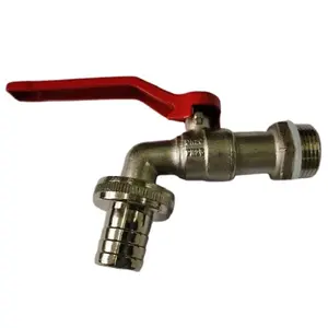 Bibcock Brass 3/4"x1" Nickel Plated Brass Hose Bibcock With Steel Lever