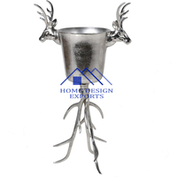 Seau à glace en aluminium doré pour boissons et champagne avec supports en forme de bois de cerf pour bar, discothèque et décoration de fête