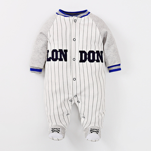 Ropa para Recién Nacidos, Moda Infantil, 100% Algodón, Estilo Béisbol, Mameluco para Bebé - Product Image 1