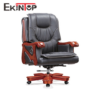   Silla Ejecutiva de Oficina en Cuero Genuino Reclinable con Ruedas para Uso en Oficina en Casa - Product Image 1