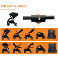 Poussette bébé pliable 3-en-1 de luxe en alliage d'aluminium léger de qualité supérieure, capacité de charge de 20 kg