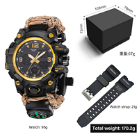 Montre de survie extérieure 2026 pour homme, analogique-numérique, double fuseau horaire, électronique, étanche, sportive, tactique, ensemble