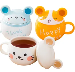 בסיטונאות קפה כוס צלחת דוד-חמוד חתול סגנון קרמיקה ספלי כפית מכסה קריקטורה יצירתי בוקר ספל חלב קפה תה ייחודי פורצלן ספלי קפה