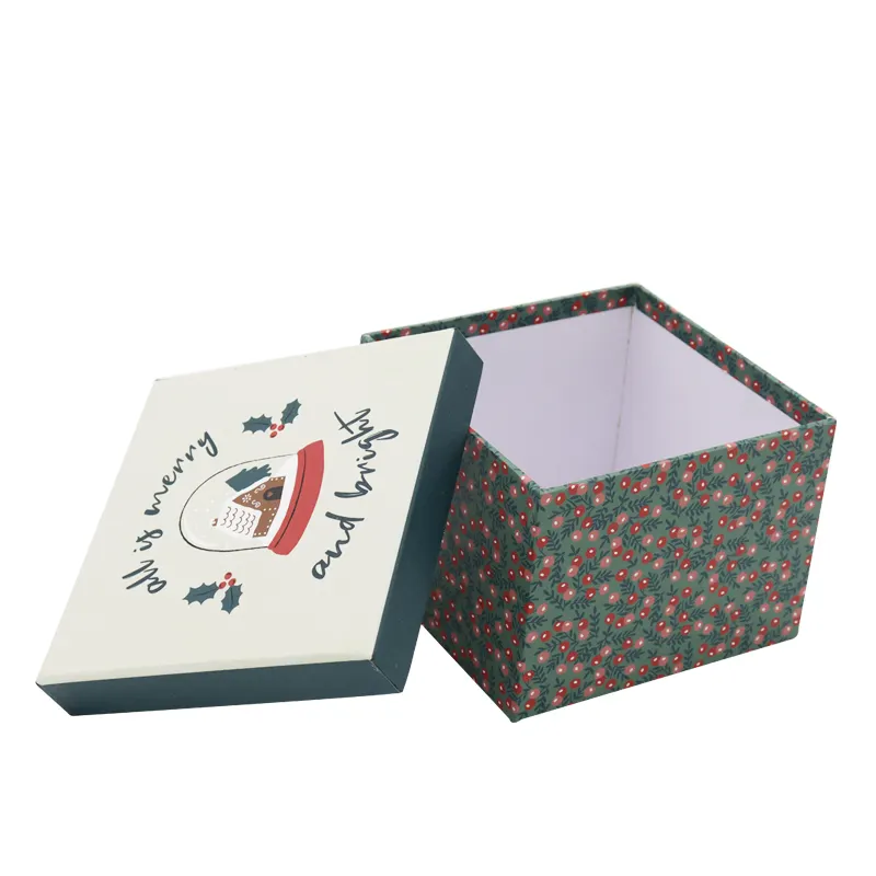 Alta Qualidade Color Print Xmas Paper Boxes Materiais Amigáveis Feliz Natal Gift Set Box Para Presente