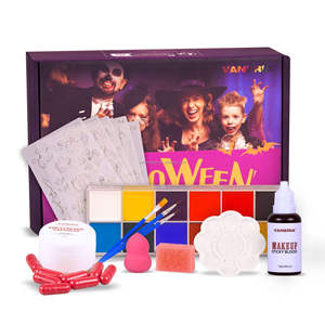 Kit de Maquillaje SFX Personalizado para Halloween, Pintura Corporal y Facial en Paleta con Cápsulas de Sangre y Plantillas para Maquillaje de Escenario y Fiestas - Product Image 5