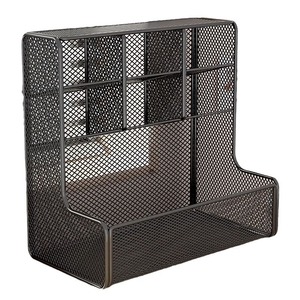 Estante de almacenamiento para escritorio, soporte de malla de 3 niveles para bolígrafos, organizador de escritorio para oficina, suministros para estudiantes, acero al carbono, negro - Product Image 5