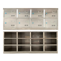 Armoire à chaussures d'atelier en acier inoxydable, surface lisse sans bavure, compartiments verrouillables