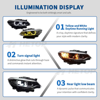 Faros Delanteros HETOP F22 2014-2021 Serie 2, Actualización de Doble Color, LED DRL Modificado, Estilo Ikon, Plug and Play, Ojo de Ángel para BMW