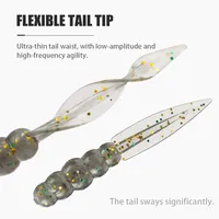 LUSHAZER 20 pcs/sac Appâts en plastique souple Maggot Floating 35mm0.3g Worm Grub TPE Fishing Bait for Bass Trout Silicone Artificial