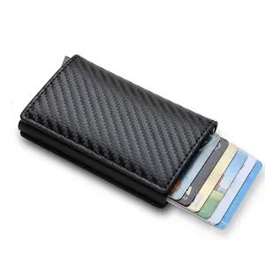 RFID anti-theft automatic pop-up card holder ultra-thin metal credit card wallet men's multi-card wallet carbon fiber