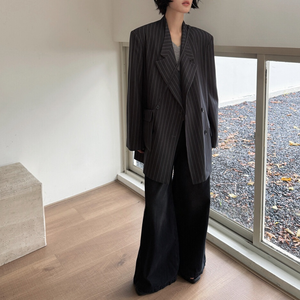 Giacca da <span class=keywords><strong>donna</strong></span> con Longline doppiopetto gessato, <span class=keywords><strong>Trench</strong></span> <span class=keywords><strong>oversize</strong></span> con risvolto per eleganti spostamenti - Product Image 6