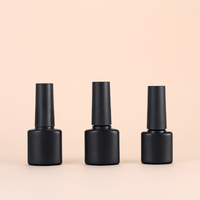 Flacon de vernis à ongles en plastique plat noir mat élégant de 5/7/8 ml avec pinceau, emballage de gel à ongles anti-fuite