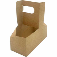 Porte-gobelet en papier jetable de qualité alimentaire avec poignée, forme rectangulaire, matériaux recyclés pour utilisation à emporter