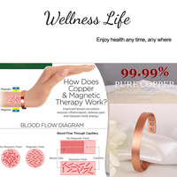 Bijoux biomagnétiques, bracelets et ensembles de bagues ajustables en cuivre pur à 99,9 % pour hommes et pour l'équilibre du sommeil