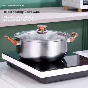 Ensemble de casseroles et poêles en acier inoxydable antiadhésif compatible induction avec couvercles, poignées en bakélite à toucher froid, compatible lave-vaisselle - Product Image 3