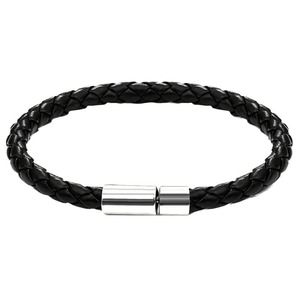 Bracelet en cuir tressé marron foncé avec fermeture magnétique en alliage de cuivre pour hommes et femmes, design simple et tendance, collection Printemps 2024, origine Yiwu - Product Image 5