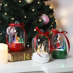 Base de caja de música de cristal giratoria personalizada, regalos de Navidad, figuritas de Papá Noel de resina en el interior, regalos de cumpleaños para niños