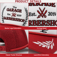 Topi Trucker Snapback OEM Classic Barbershop dengan Bordir Laurel Wreath, Bagian Depan Busa, Bernapas